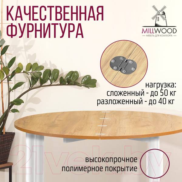 Изображение товара Обеденный стол Millwood Далис 1 (дуб золотой Craft/металл белый)