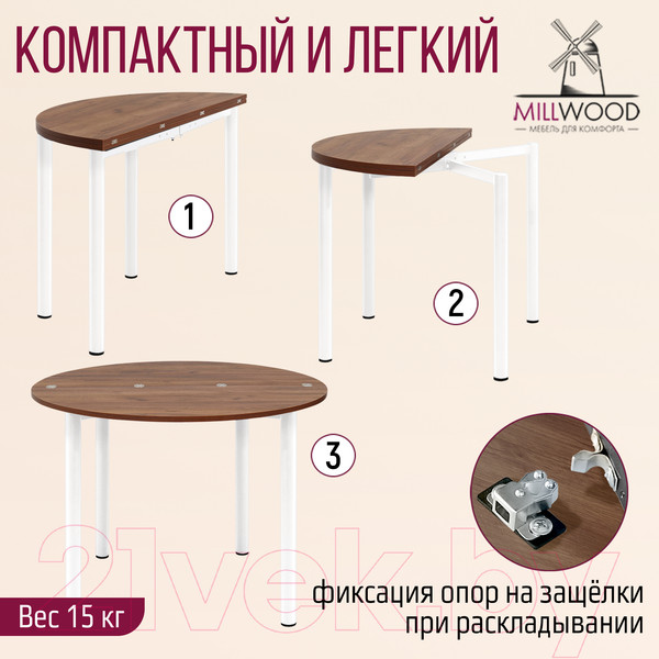 Изображение товара Обеденный стол Millwood Далис 1 (дуб табачный Craft/металл белый)