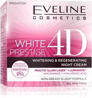 Изображение товара Крем для лица Eveline Cosmetics White Prestige 4D Ночной Регенерирующий Выравнивающий тон (50мл)