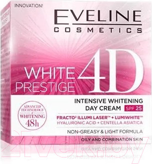 Изображение товара Крем для лица Eveline Cosmetics White Prestige 4D Дневной Выравнивающий тон SPF25 (50мл)