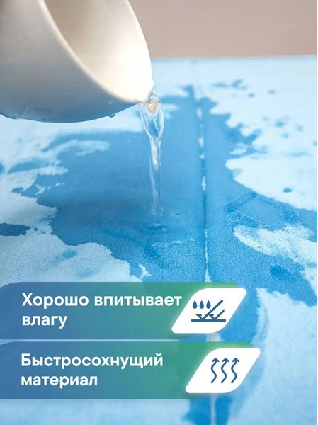Изображение товара Набор ковриков для ванной и туалета Вилина Велюр / 7173 (50x80, 50x50, голубой)