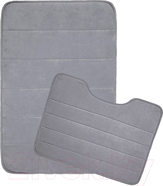 Изображение товара Набор ковриков для ванной и туалета Вилина Велюр 7174 (60x100, 50x60, светло-серый)