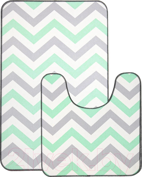 Изображение товара Набор ковриков для ванной и туалета Вилина Зигзаги / 7060-22002 (50x85, 50x52, серый/голубой)