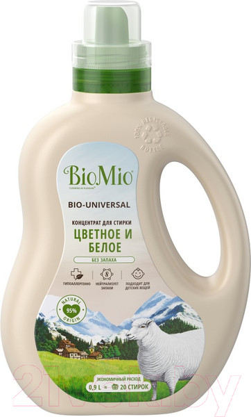 Изображение товара Гель для стирки BioMio Bio-Colors&Whites Для белого и цветного белья Экологичный (900мл)