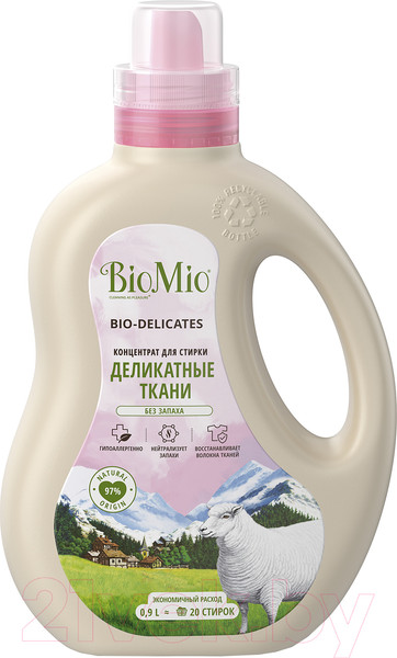 Изображение товара Гель для стирки BioMio Bio-Delicates Для деликатных тканей Экологичный (900мл)