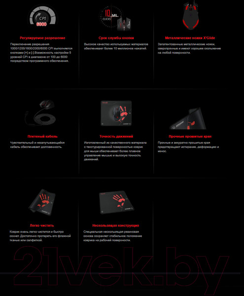 Изображение товара Комплект клавиатура и мышь A4Tech Bloody B1700 (черный)