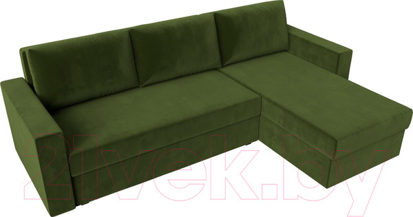 Изображение товара Диван угловой Лига Диванов Траумберг Лайт правый (микровельвет зеленый)