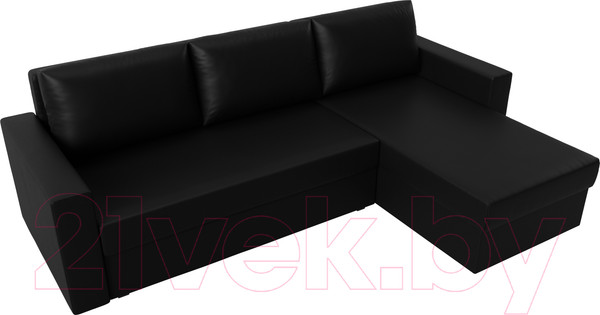Изображение товара Диван угловой Лига Диванов Траумберг Лайт правый (экокожа черный)