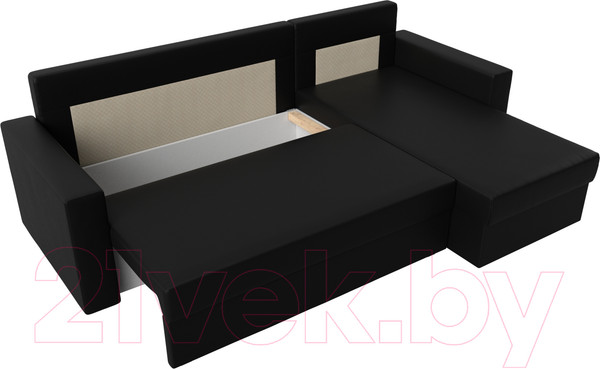 Изображение товара Диван угловой Лига Диванов Траумберг Лайт правый (экокожа черный)