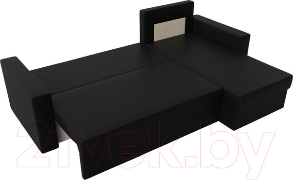 Изображение товара Диван угловой Лига Диванов Траумберг Лайт правый (экокожа черный)