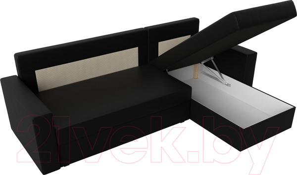 Изображение товара Диван угловой Лига Диванов Траумберг Лайт правый (экокожа черный)