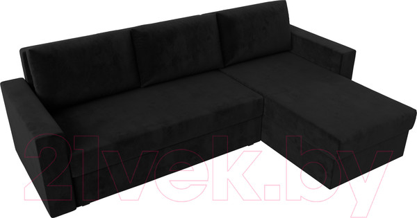 Изображение товара Диван угловой Лига Диванов Траумберг Лайт правый (велюр черный)