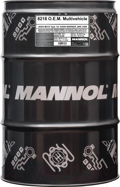 Изображение товара Трансмиссионное масло Mannol ATF Multivehicle OEM JWS / MN8218-60 (60л)