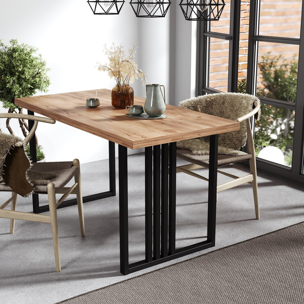 Изображение товара Обеденный стол Mio Tesoro Laim 36 120x66 (дуб крафт золотой/черный)