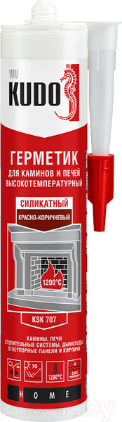 Изображение товара Герметик силикатный Kudo KSK-707 Для каминов и печей 1200С (280мл, красно-коричневый)