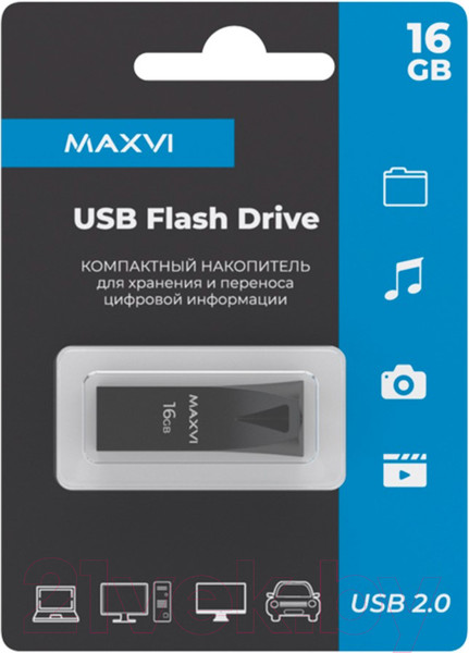 Изображение товара USB flash накопитель Maxvi MK2 16GB 2.0 (темно-серый)