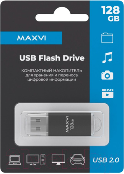 Изображение товара USB flash накопитель Maxvi MP 128GB 2.0 (черный)