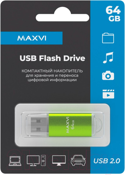 Изображение товара USB flash накопитель Maxvi MP 64GB 2.0 (зеленый)