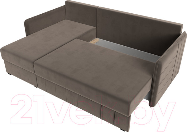 Изображение товара Диван угловой Лига Диванов Слим левый (велюр коричневый)