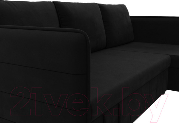 Изображение товара Диван угловой Лига Диванов Слим правый (микровельвет черный)