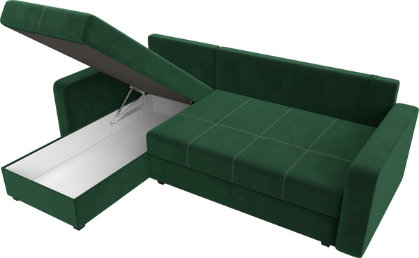 Изображение товара Диван угловой Лига Диванов Ливерпуль Лайт левый (велюр зеленый)