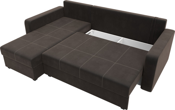 Изображение товара Диван угловой Лига Диванов Ливерпуль Лайт левый (велюр коричневый)