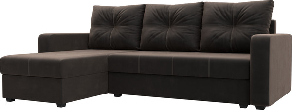 Изображение товара Диван угловой Лига Диванов Ливерпуль Лайт левый (велюр коричневый)