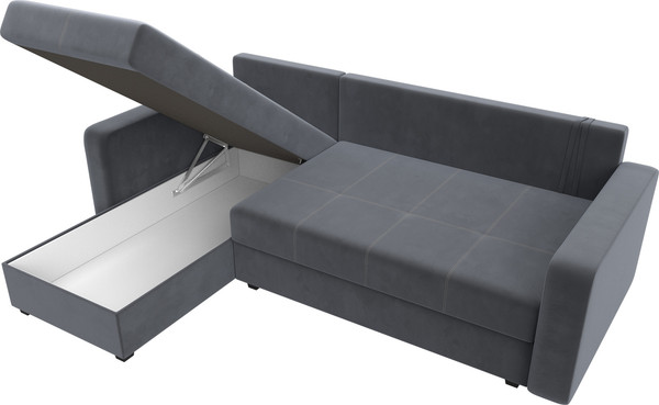 Изображение товара Диван угловой Лига Диванов Ливерпуль Лайт левый (велюр серый)