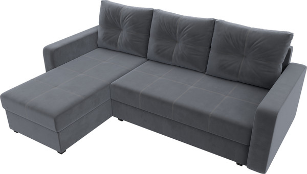 Изображение товара Диван угловой Лига Диванов Ливерпуль Лайт левый (велюр серый)