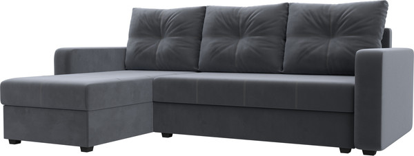 Изображение товара Диван угловой Лига Диванов Ливерпуль Лайт левый (велюр серый)