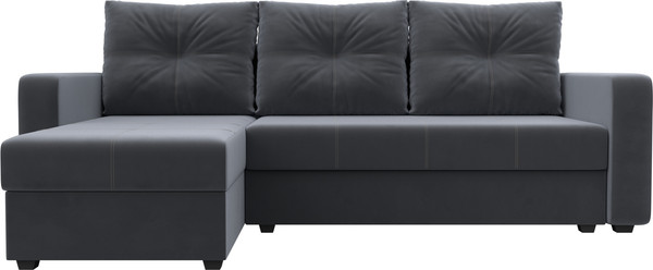 Изображение товара Диван угловой Лига Диванов Ливерпуль Лайт левый (велюр серый)