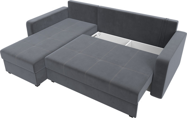 Изображение товара Диван угловой Лига Диванов Ливерпуль Лайт левый (велюр серый)