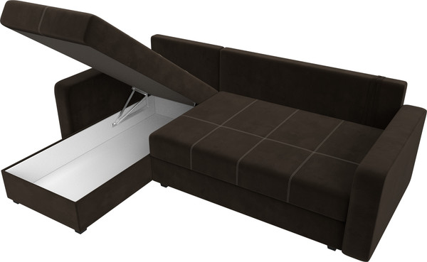 Изображение товара Диван угловой Лига Диванов Ливерпуль Лайт левый (микровельвет коричневый)