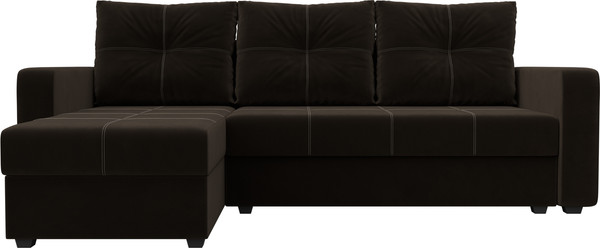 Изображение товара Диван угловой Лига Диванов Ливерпуль Лайт левый (микровельвет коричневый)