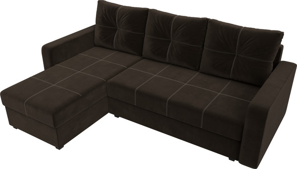 Изображение товара Диван угловой Лига Диванов Ливерпуль Лайт левый (микровельвет коричневый)