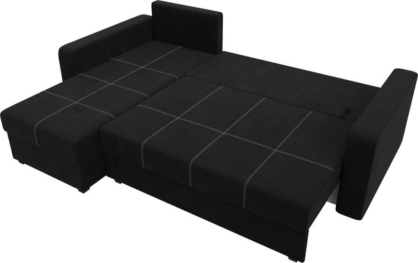 Изображение товара Диван угловой Лига Диванов Ливерпуль Лайт левый (микровельвет черный)