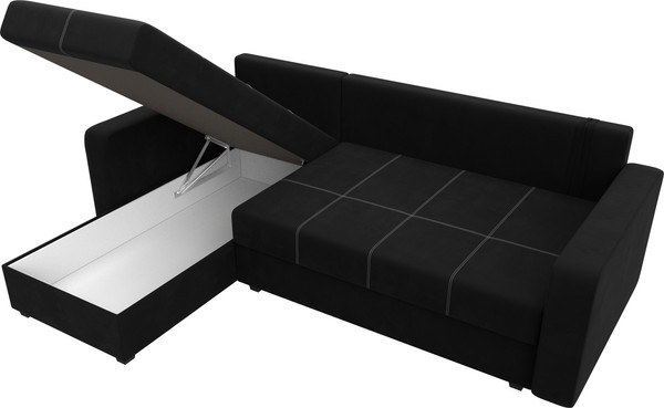 Изображение товара Диван угловой Лига Диванов Ливерпуль Лайт левый (микровельвет черный)