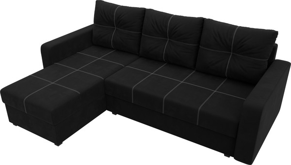 Изображение товара Диван угловой Лига Диванов Ливерпуль Лайт левый (микровельвет черный)