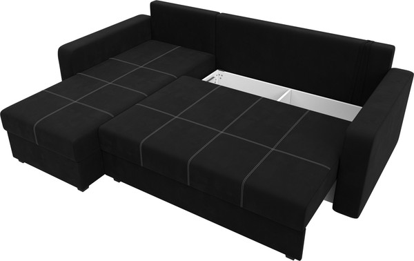 Изображение товара Диван угловой Лига Диванов Ливерпуль Лайт левый (микровельвет черный)