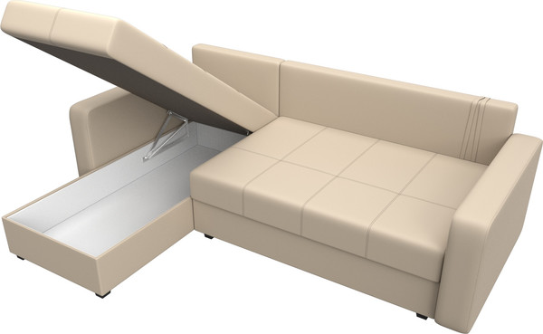 Изображение товара Диван угловой Лига Диванов Ливерпуль Лайт левый (экокожа бежевый)