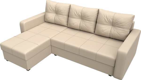 Изображение товара Диван угловой Лига Диванов Ливерпуль Лайт левый (экокожа бежевый)