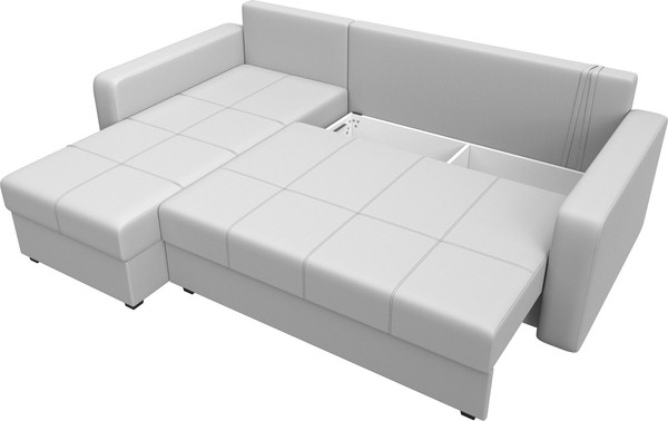 Изображение товара Диван угловой Лига Диванов Ливерпуль Лайт левый (экокожа белый)