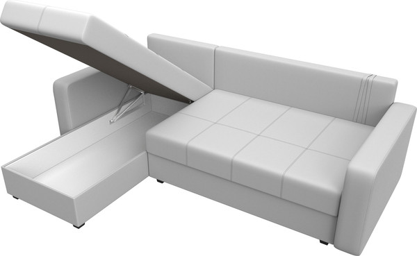 Изображение товара Диван угловой Лига Диванов Ливерпуль Лайт левый (экокожа белый)