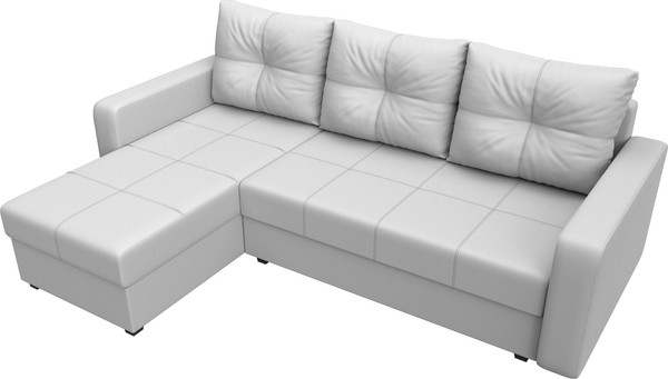 Изображение товара Диван угловой Лига Диванов Ливерпуль Лайт левый (экокожа белый)