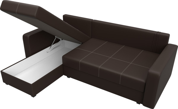 Изображение товара Диван угловой Лига Диванов Ливерпуль Лайт левый (экокожа коричневый)