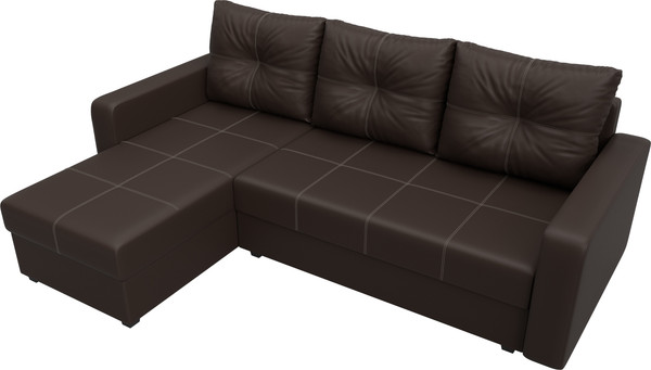 Изображение товара Диван угловой Лига Диванов Ливерпуль Лайт левый (экокожа коричневый)