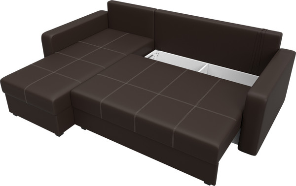 Изображение товара Диван угловой Лига Диванов Ливерпуль Лайт левый (экокожа коричневый)