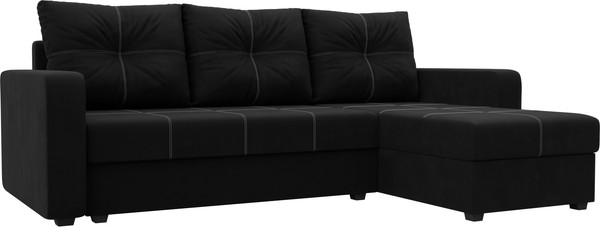Изображение товара Диван угловой Лига Диванов Ливерпуль Лайт правый (микровельвет черный)