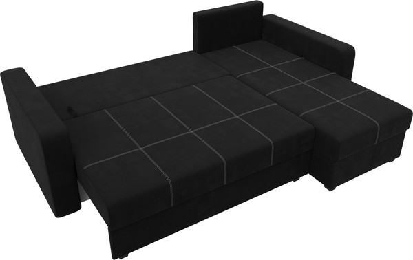 Изображение товара Диван угловой Лига Диванов Ливерпуль Лайт правый (микровельвет черный)