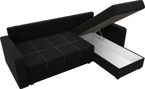 Изображение товара Диван угловой Лига Диванов Ливерпуль Лайт правый (микровельвет черный)